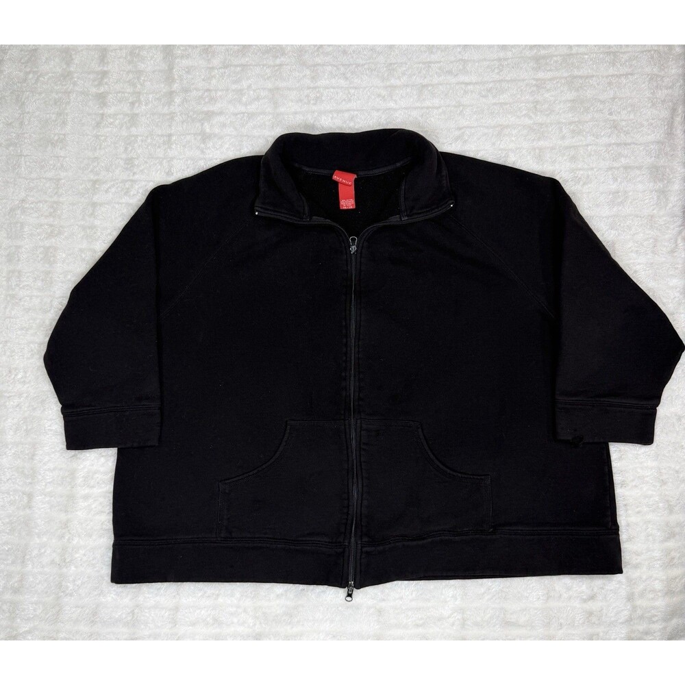 Avenue Sweatshirt Jacket Women 26/28 Black Full Zip Plus Size Y2K